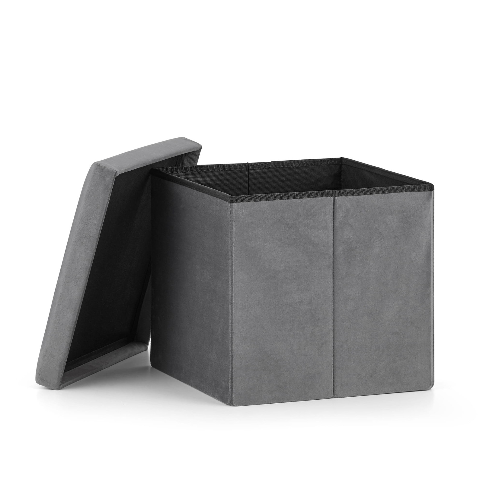 siège pliant avec espace de rangement L 36x38x38cm velours gris megamix.sk