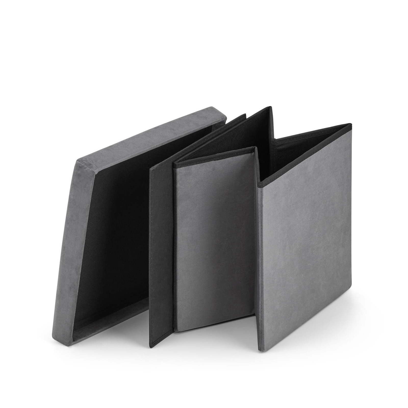 siège pliant avec espace de rangement L 36x38x38cm velours gris megamix.sk