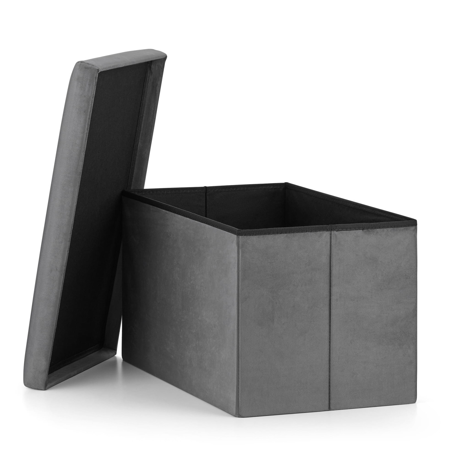 siège pliant avec espace de rangement XL 38x61x38cm velours gris megamix.sk