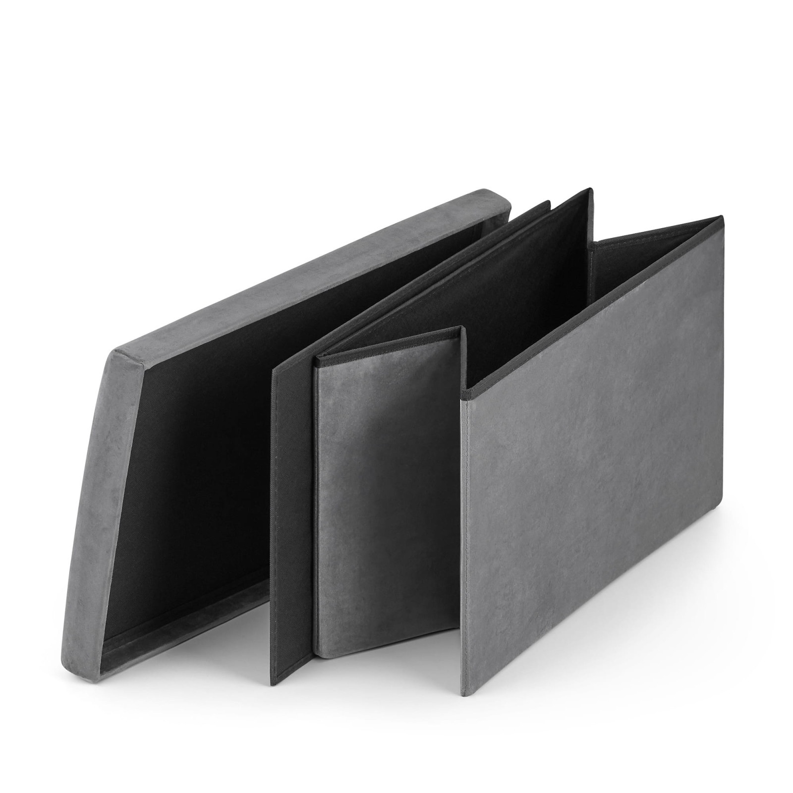siège pliant avec espace de rangement XL 38x61x38cm velours gris megamix.sk