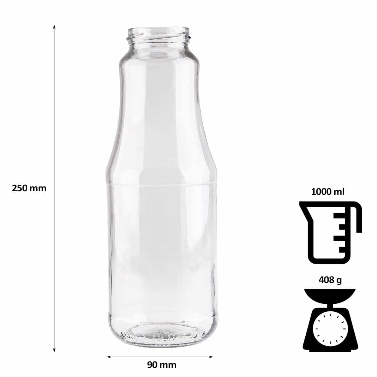 Bouteille en verre 1000ml 24cm SOK megamix.sk