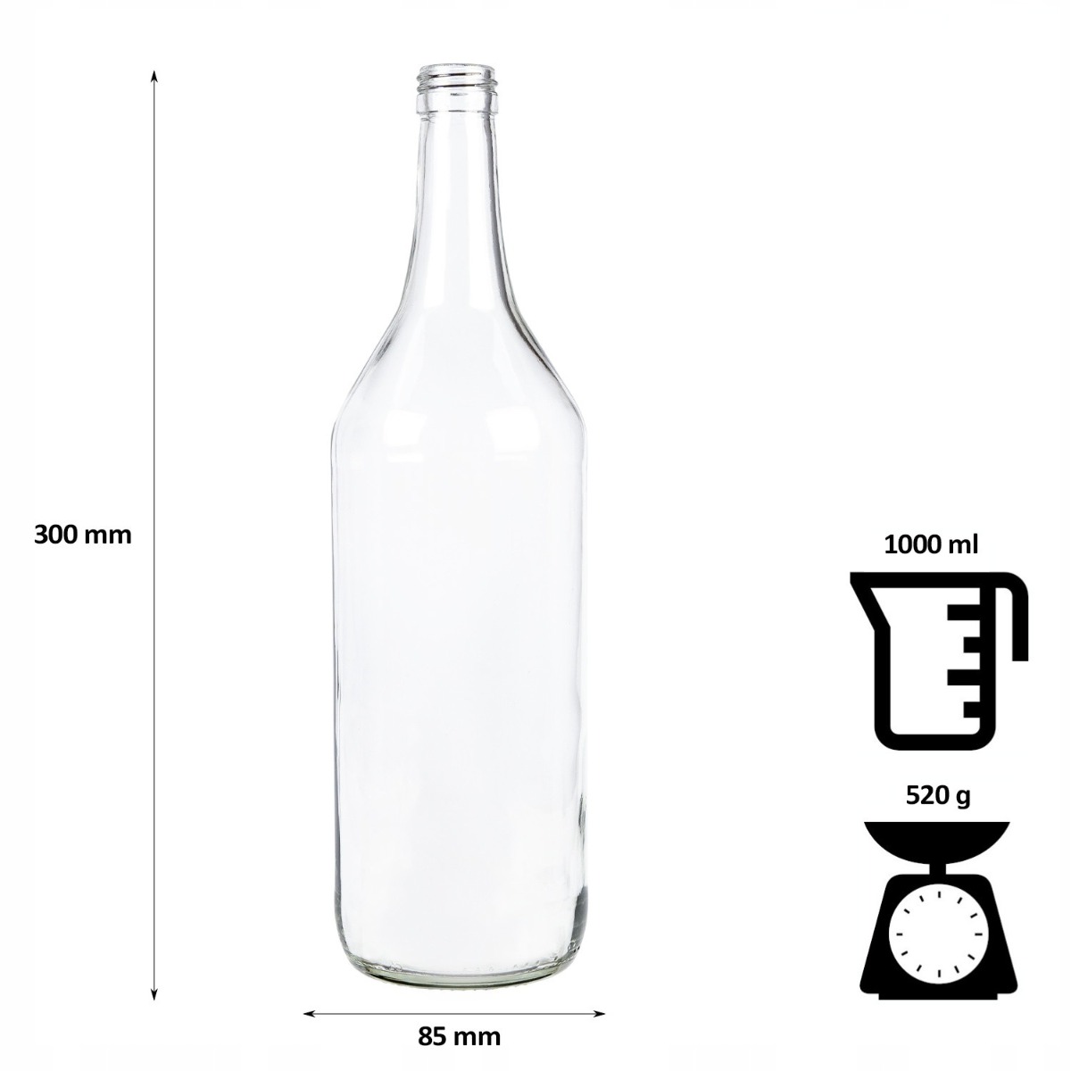 Bouteille en verre 1000 ml 30 cm MONOPOL megamix.sk