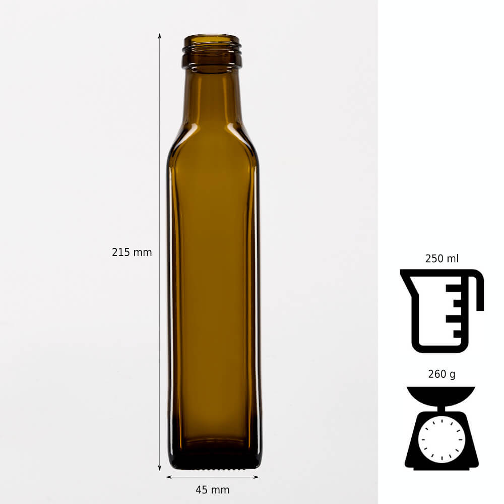 Bouteille en verre 250ml 21cm MARASCA olive megamix.sk