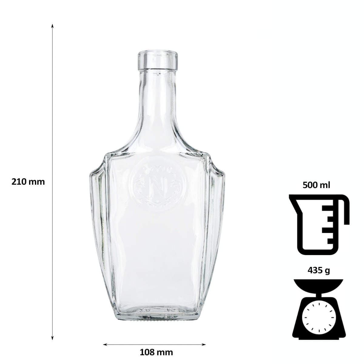 Bouteille en verre 500ml 20cm BONAPARTE megamix.sk