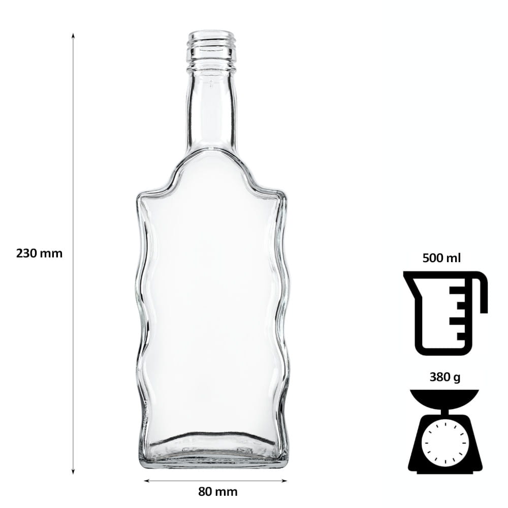 Bouteille en verre 500 ml 23 cm WAVE megamix.sk