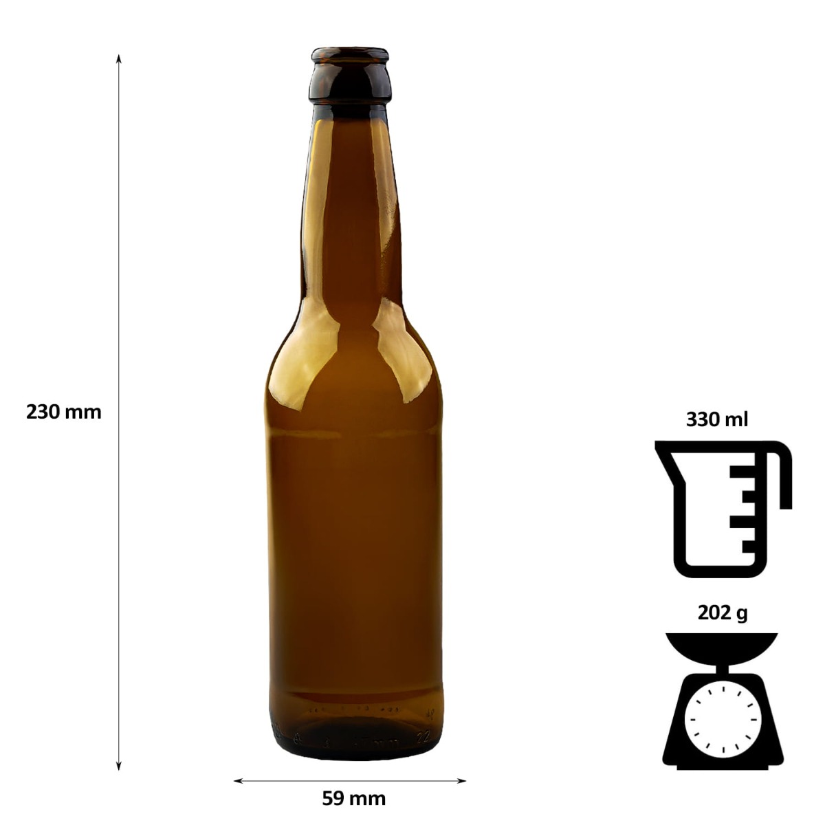 Bouteille en verre pour bière 330ml 23cm marron megamix.sk