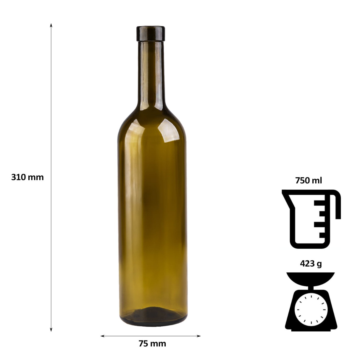 Bouteille en verre pour vin 750ml 29cm olive megamix.sk