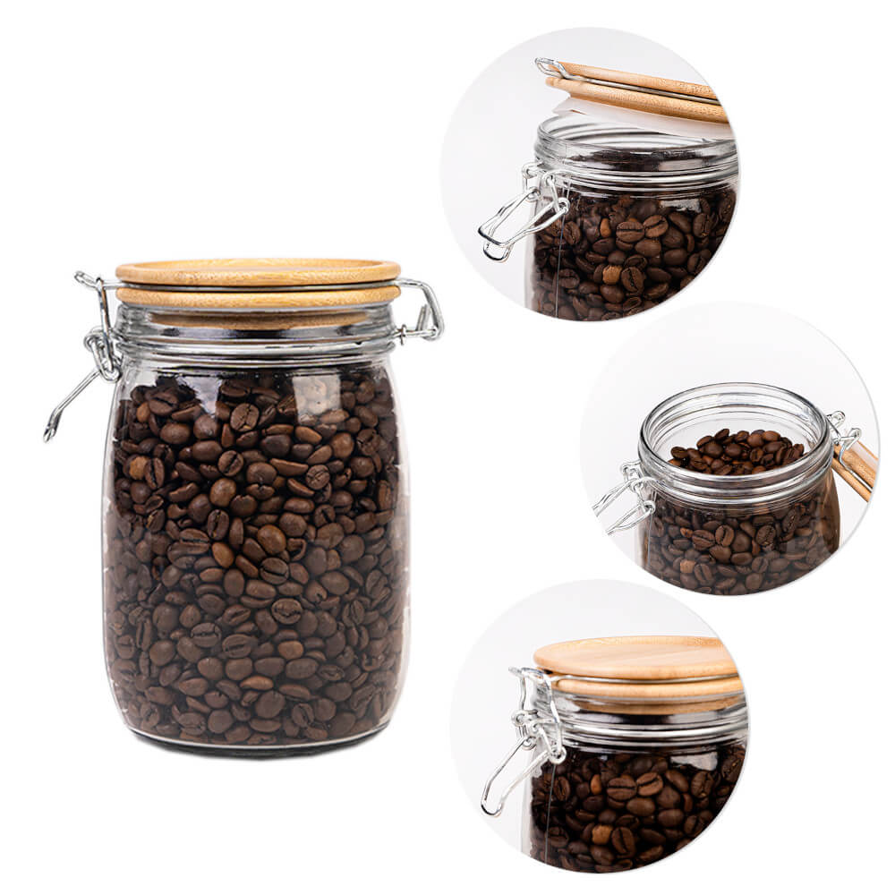 Récipient en verre boîte 1000ml 16cm avec couvercle hermétique en bois megamix.sk