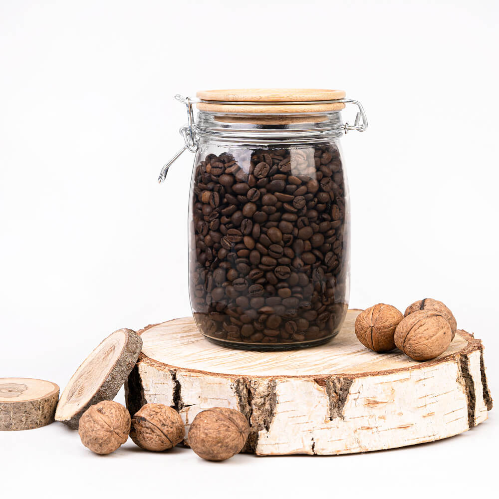Récipient en verre boîte 1000ml 16cm avec couvercle hermétique en bois megamix.sk