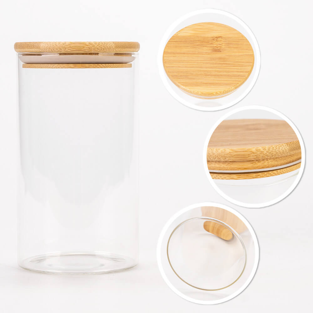Contenant en verre boîte 1000ml 17cm avec couvercle en bois megamix.sk