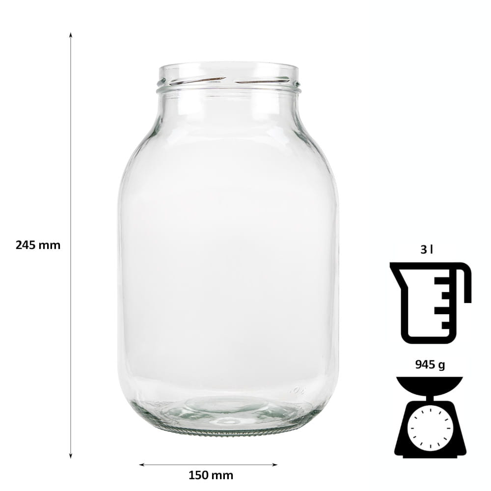 Récipient en verre boîte 3000ml 24cm avec couvercle megamix.sk