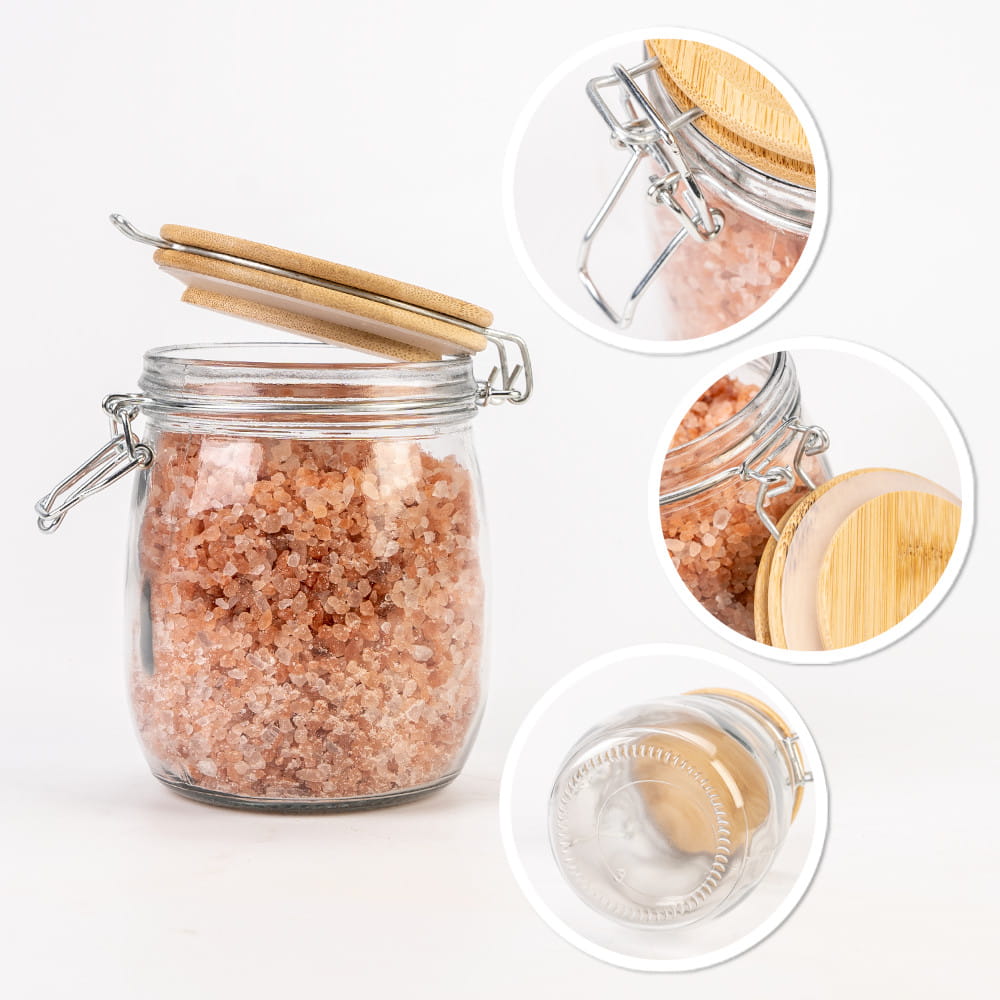 Récipient en verre boîte 700ml 14cm avec couvercle en bois étanche megamix.sk