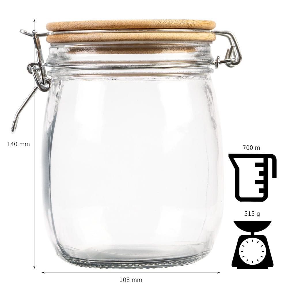 Récipient en verre boîte 700ml 14cm avec couvercle en bois étanche megamix.sk