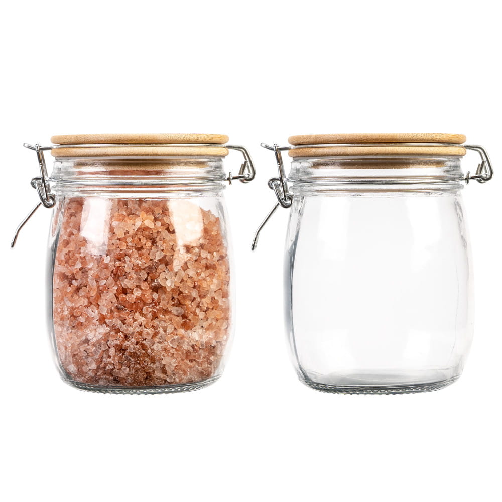 Récipient en verre boîte 700ml 14cm avec couvercle en bois étanche megamix.sk