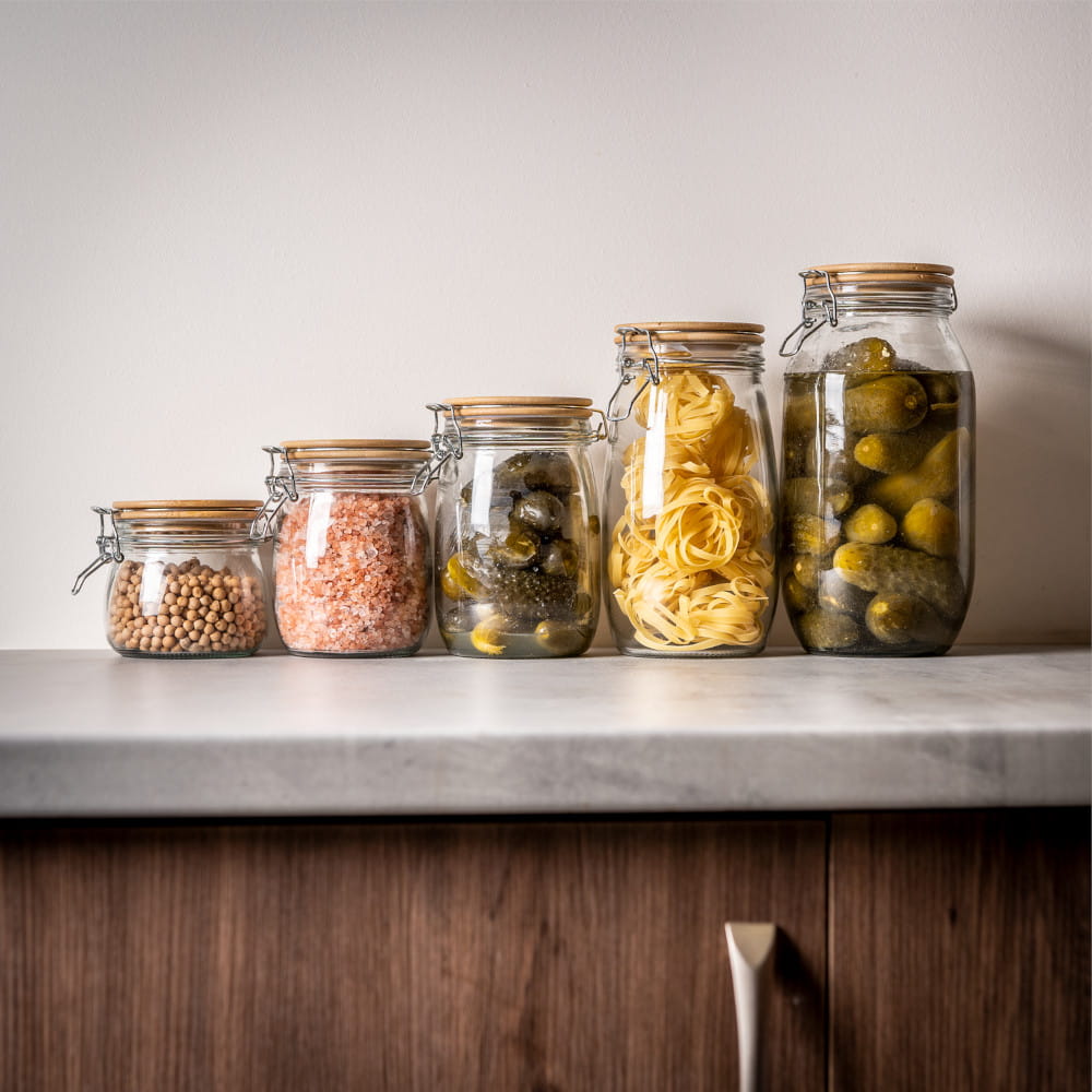 Récipient en verre boîte 700ml 14cm avec couvercle en bois étanche megamix.sk