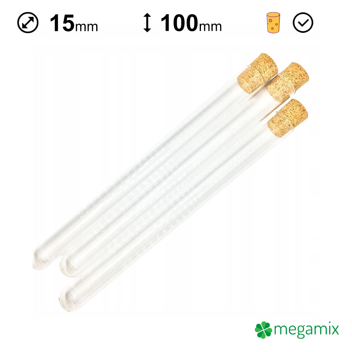 tubes à essai en verre avec bouchon en liège 100mm diamètre 15mm 10pcs megamix.sk