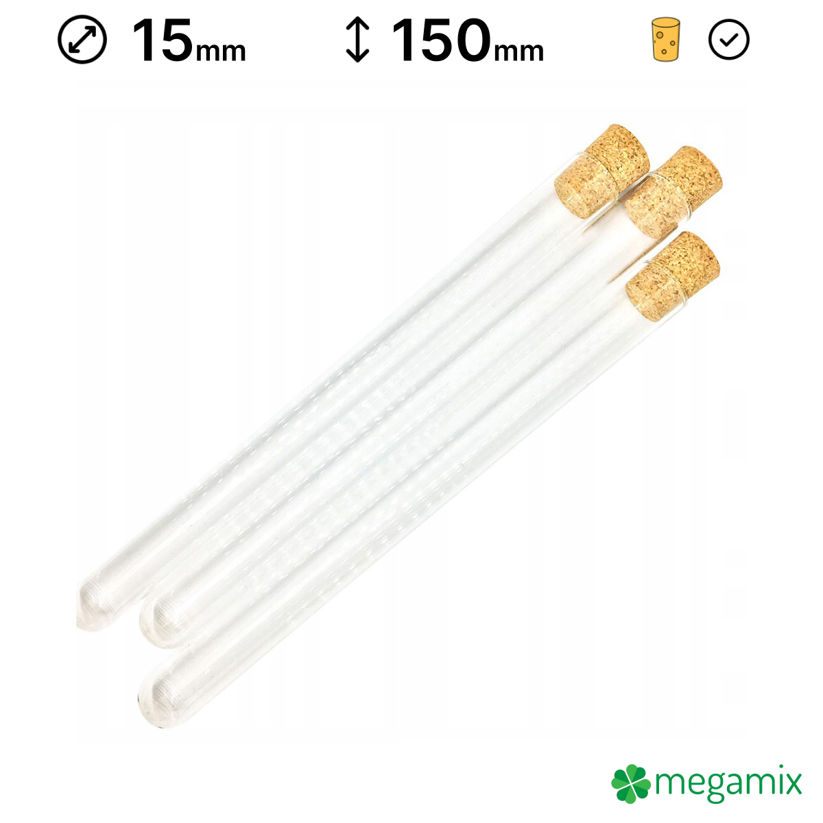 tubes en verre avec bouchon en liège 150mm diamètre 15mm 10pcs megamix.sk