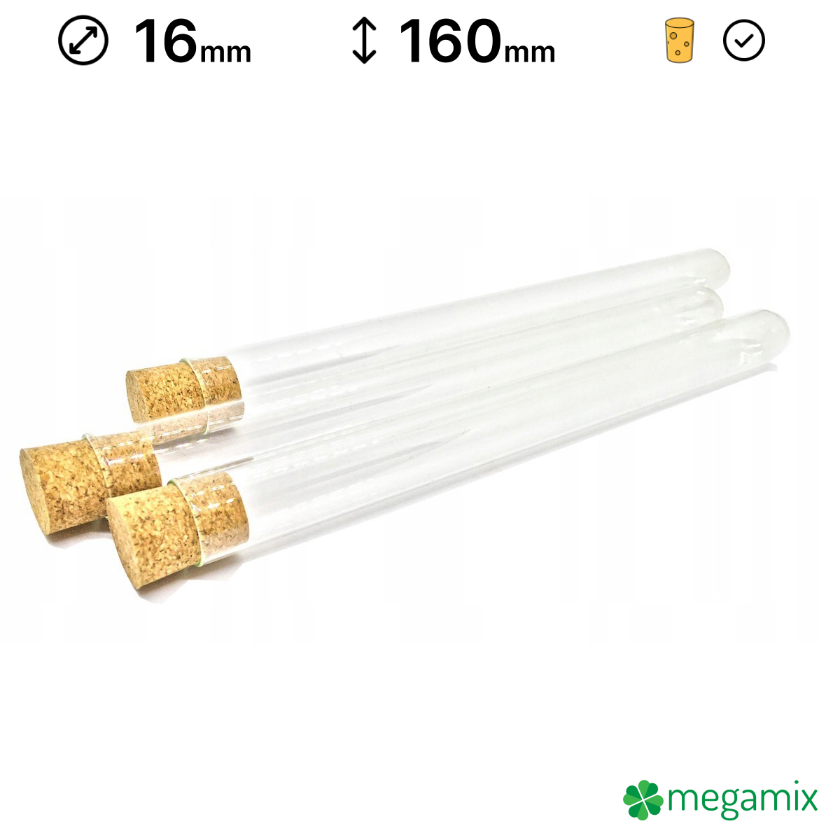 tubes à essai en verre avec bouchon en liège 160mm diamètre 16mm 10pcs megamix.sk