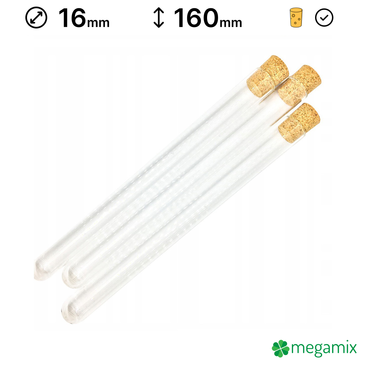 tubes à essai en verre avec bouchon en liège 160mm diamètre 16mm 10pcs megamix.sk