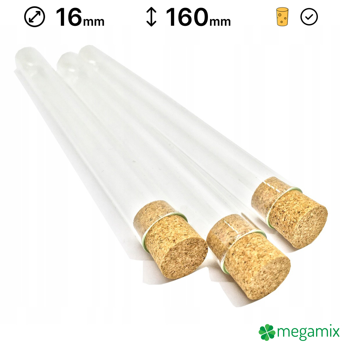 tubes à essai en verre avec bouchon en liège 160mm diamètre 16mm 10pcs megamix.sk