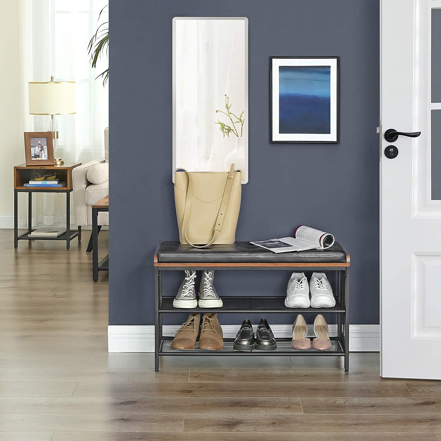meuble à chaussures avec siège 80x30x48cm métal bois simili cuir megamix.sk