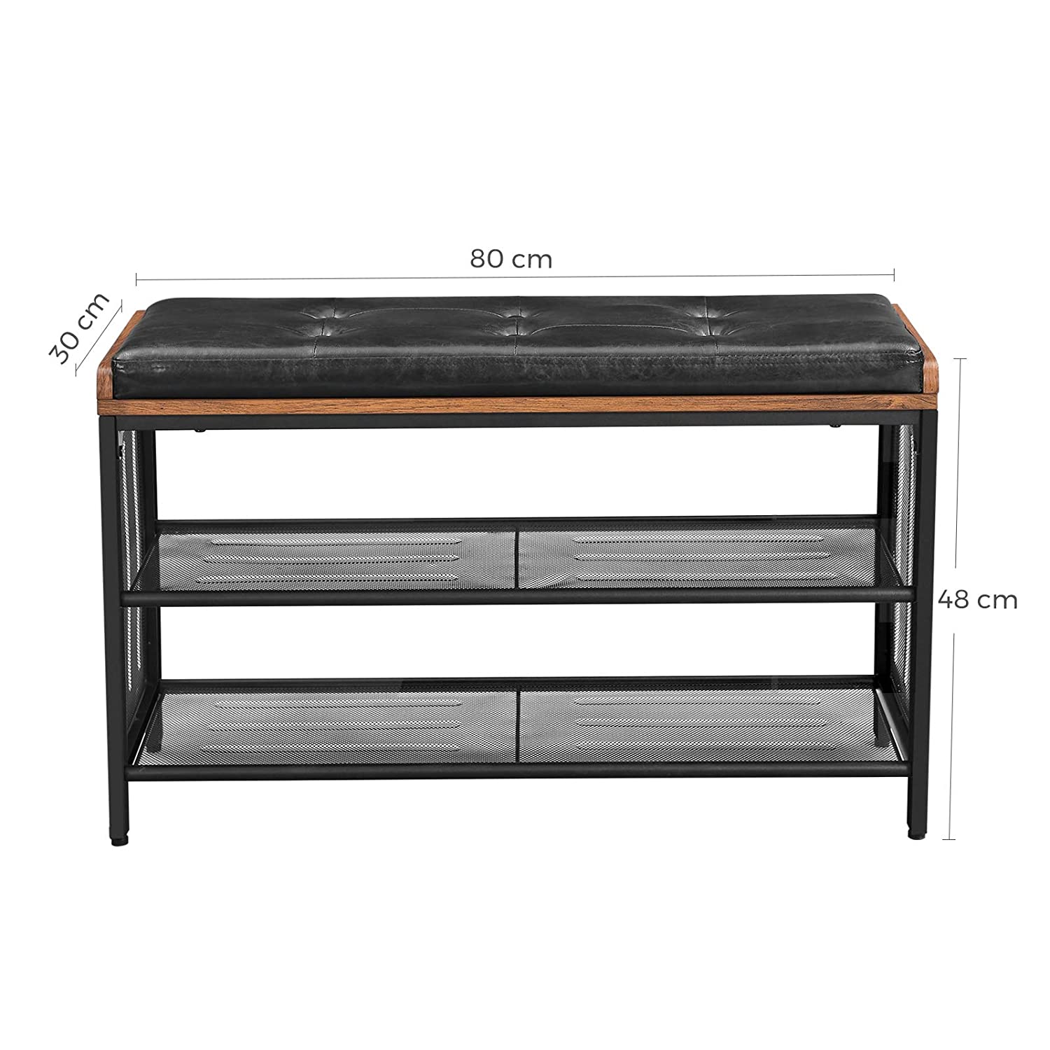 meuble à chaussures avec siège 80x30x48cm métal bois simili cuir megamix.sk