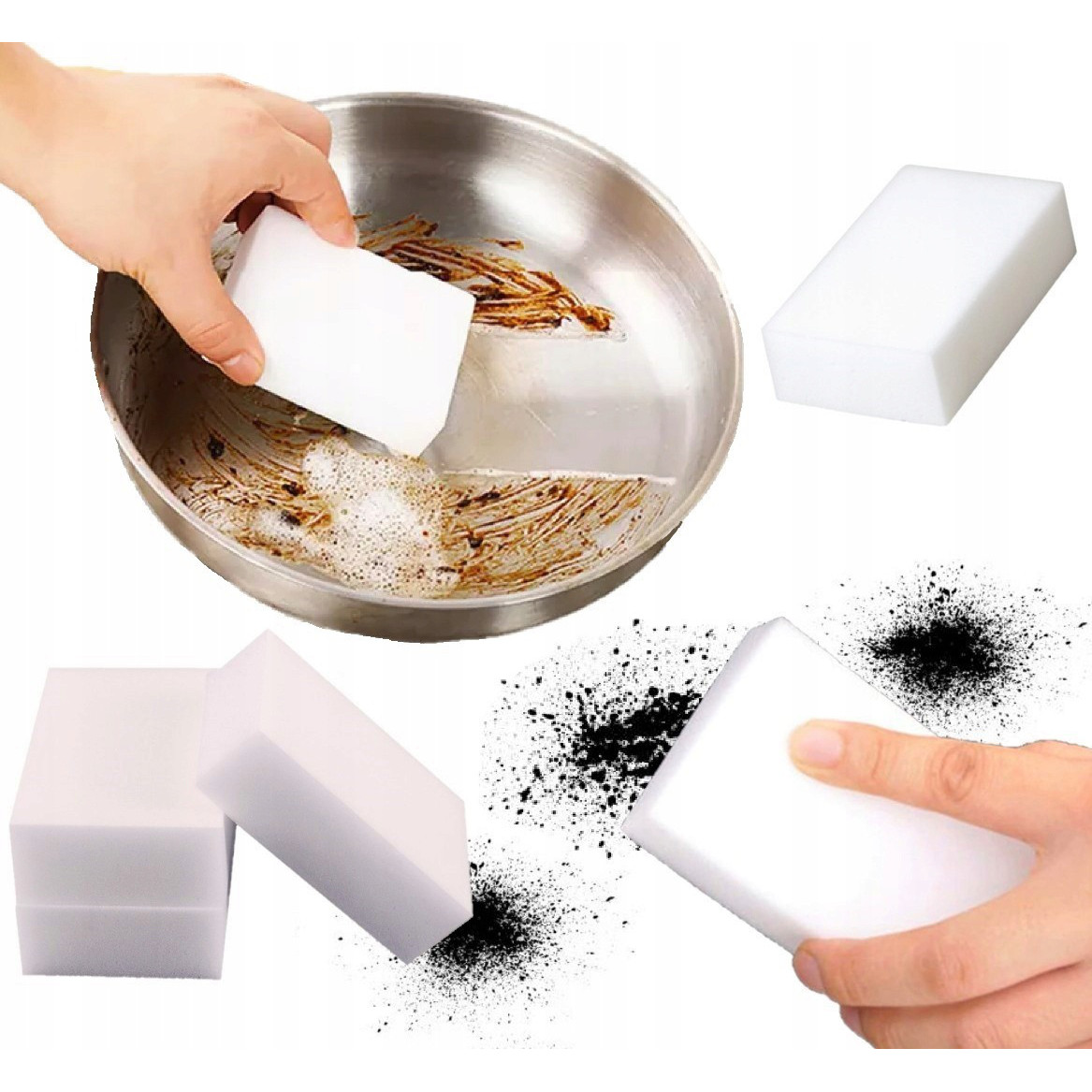Éponge de nettoyage des saletés 10x6x2cm blanche megamix.sk