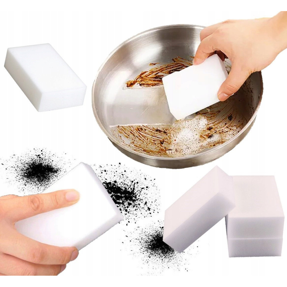 Éponge de nettoyage des saletés 10x6x2cm blanche megamix.sk