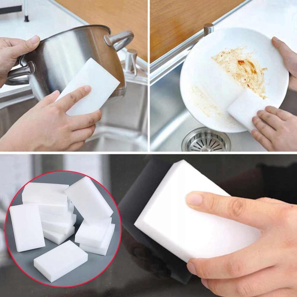 Éponge de nettoyage des saletés 10x6x2cm blanche megamix.sk