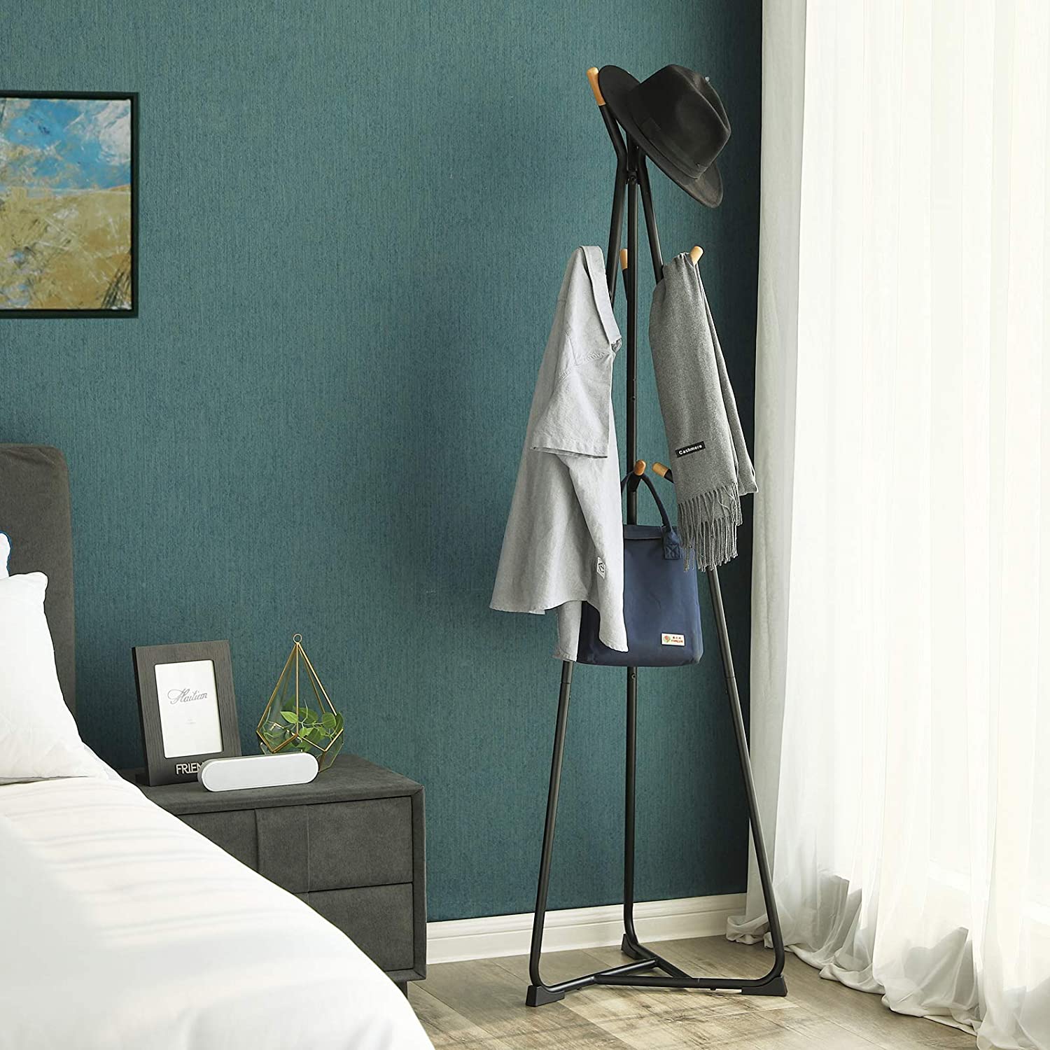 porte-manteau sur pied pour couloir 49x49x172cm hêtre métal megamix.sk