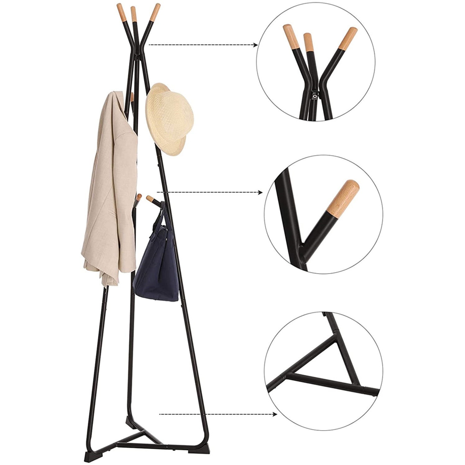 porte-manteau sur pied pour couloir 49x49x172cm hêtre métal megamix.sk
