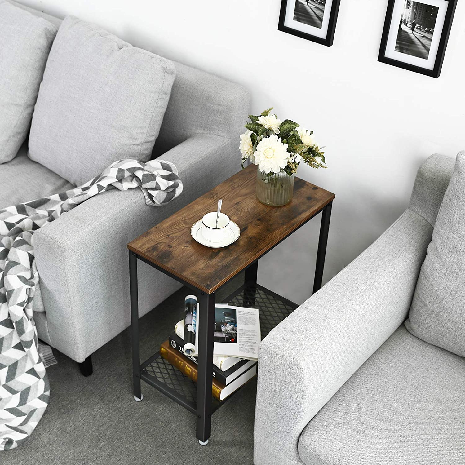 table 60x30x60cm avec étagère bois brun métal megamix.sk