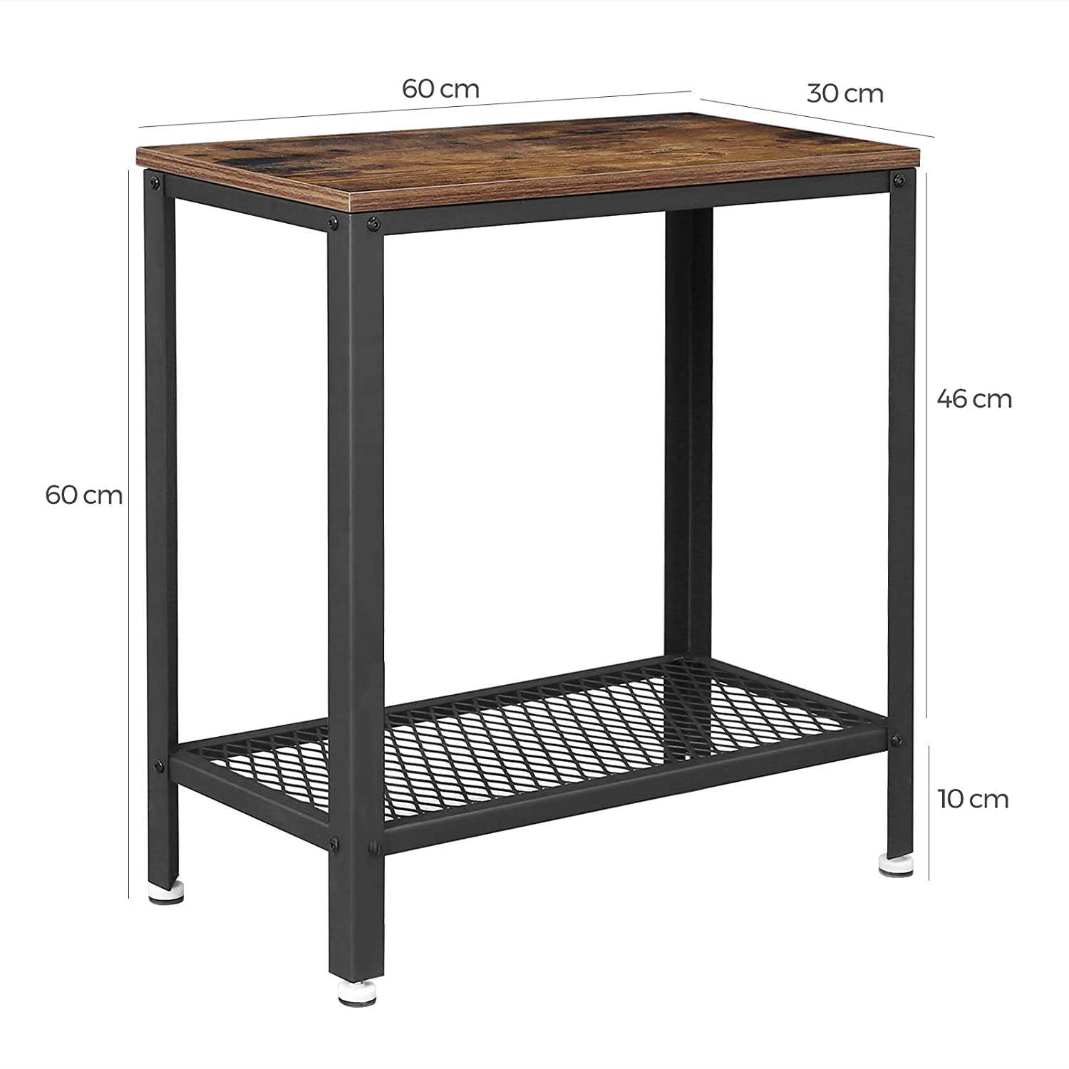 table 60x30x60cm avec étagère bois brun métal megamix.sk