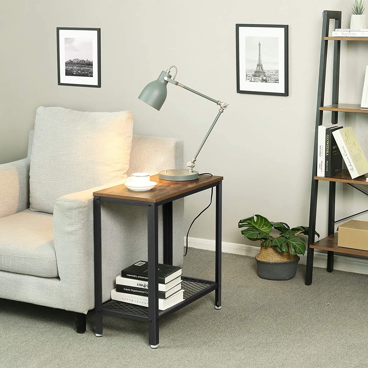 table 60x30x60cm avec étagère bois brun métal megamix.sk