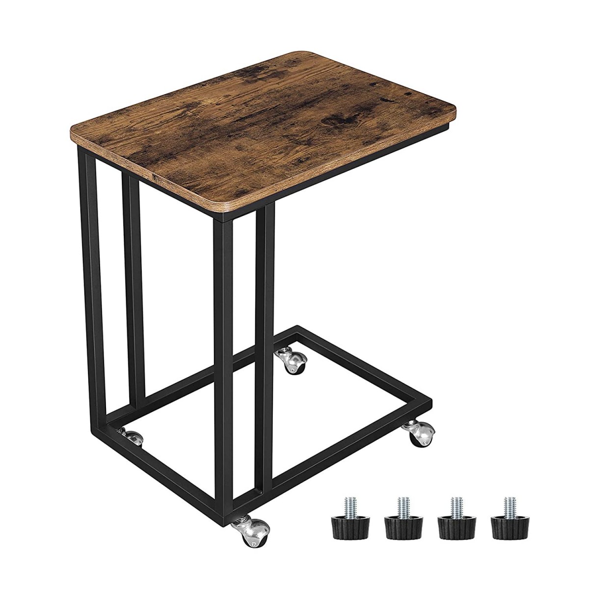 table à roulettes 50x35x61cm bois brun rustique métal megamix.sk