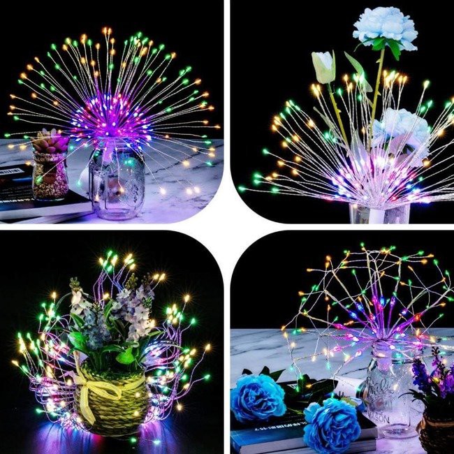 fil métallique lumineux 100 pcs LED étoile multicolore 8 fonctions megamix.sk
