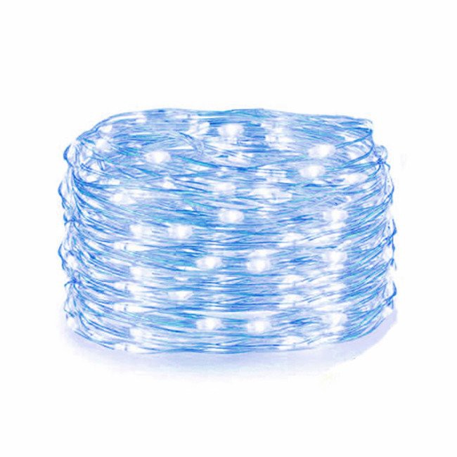 fil lumineux 100 pcs LED couleur bleue 10m sur piles AA megamix.sk