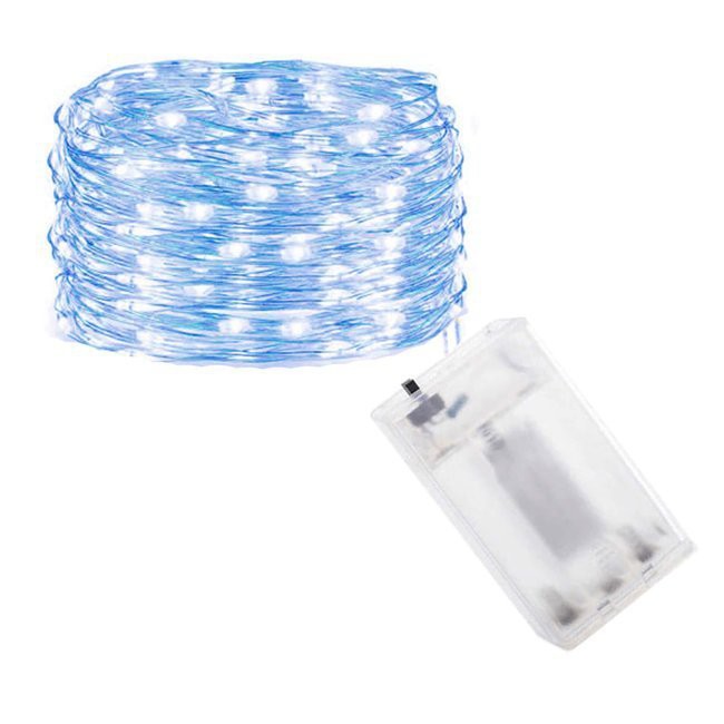 fil lumineux 100 pcs LED couleur bleue 10m sur piles AA megamix.sk