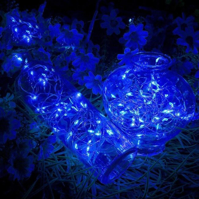 fil lumineux 100 pcs LED couleur bleue 10m sur piles AA megamix.sk