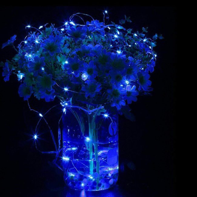fil lumineux 100 pcs LED couleur bleue 10m sur piles AA megamix.sk