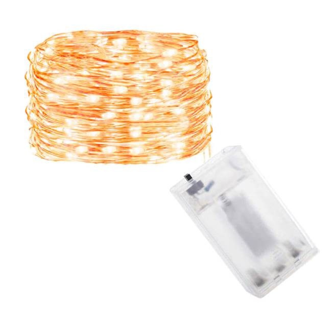 fil de lumière 50 pcs LED blanc chaud 5m sur piles AA megamix.sk