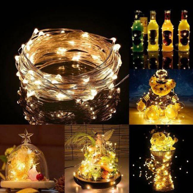 fil de lumière 50 pcs LED blanc chaud 5m sur piles AA megamix.sk