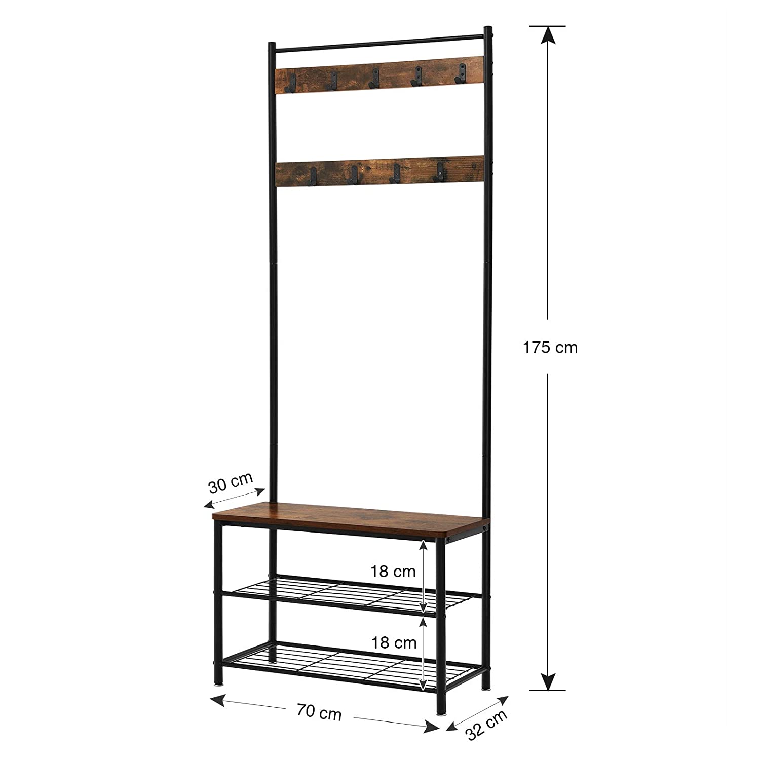 porte-manteau avec siège 70x32x175cm bois, métal marron megamix.sk