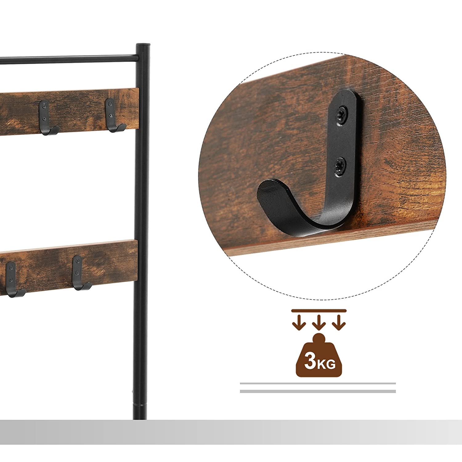 porte-manteau avec siège 70x32x175cm bois, métal marron megamix.sk