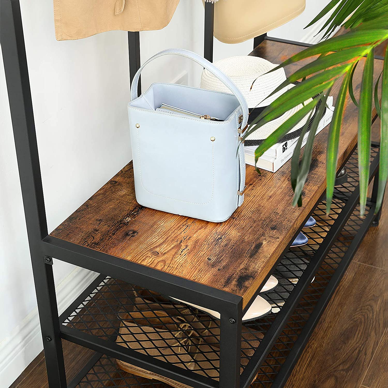 porte-manteau avec siège et espace de rangement 100x40x186cm megamix.sk