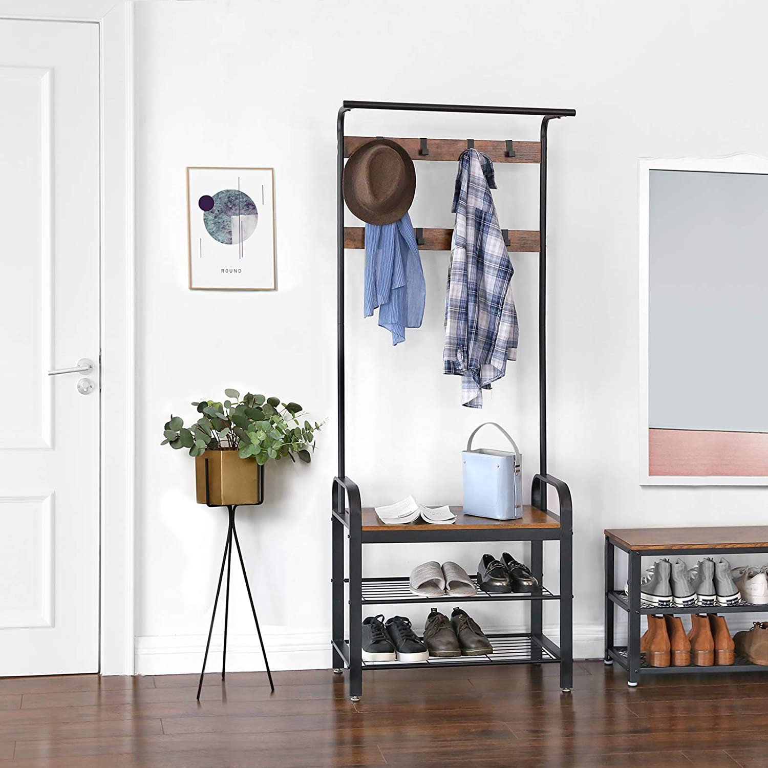 porte-manteau avec siège et espace de rangement 72x33x183cm megamix.sk