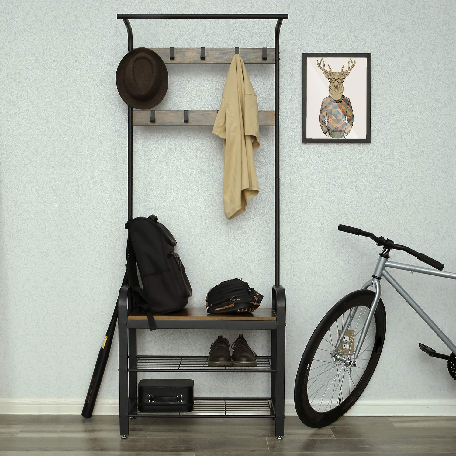 porte-manteau avec siège et espace de rangement 72x33x183cm megamix.sk