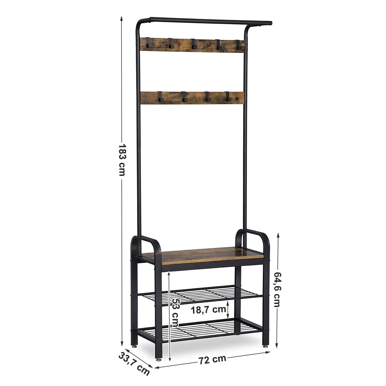 porte-manteau avec siège et espace de rangement 72x33x183cm megamix.sk
