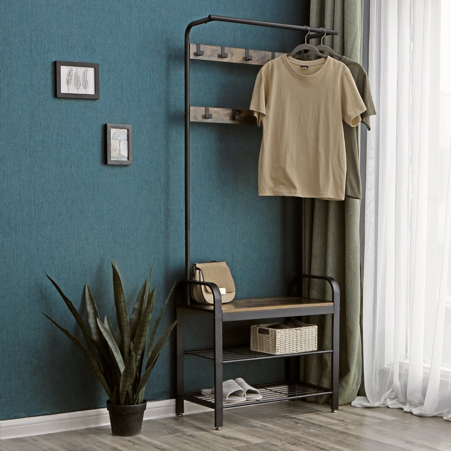 porte-manteau avec siège et espace de rangement 72x33x183cm megamix.sk