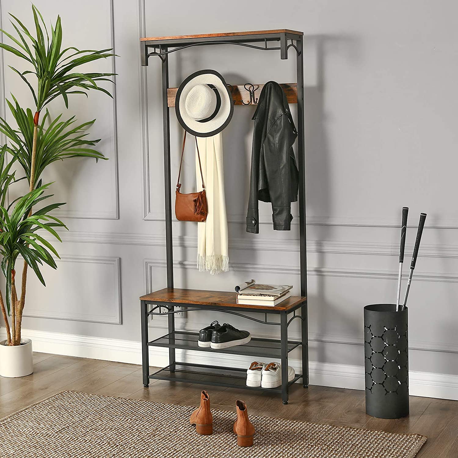 Porte-manteau avec siège et espace de rangement 80x30x178cm megamix.sk